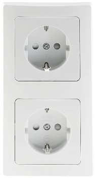 DELPHI Set 2 Steckdosen + 2-fach Rahmen - 250V~/ 16A, Steckanschluss, weiß