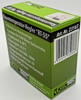 Raumtemperatur-Regler Thermostat "RT-55" - 7A, weißes LED-Display, 5-30°C, 110-230V
