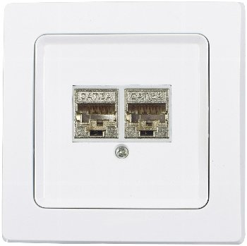 DELPHI Netzwerk-Dose 2x CAT6 - inkl. Rahmen, UP, weiß