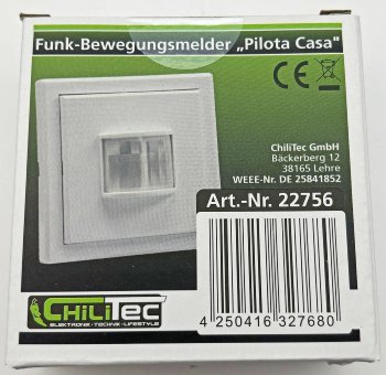 Funk-Bewegungsmelder für "Pilota Casa" - IP20, 90°/8m PIR, Aufputz 30mm flach
