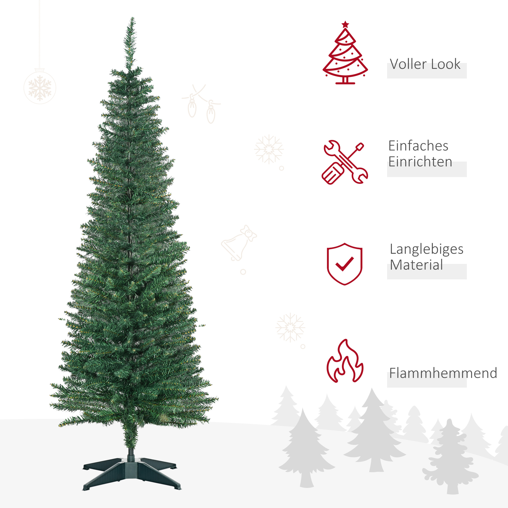 Weihnachtsbaum künstliche Künstliche Tanne Christbaum, inkl Ständer Weihnachtsstern 1,5 m, Grün