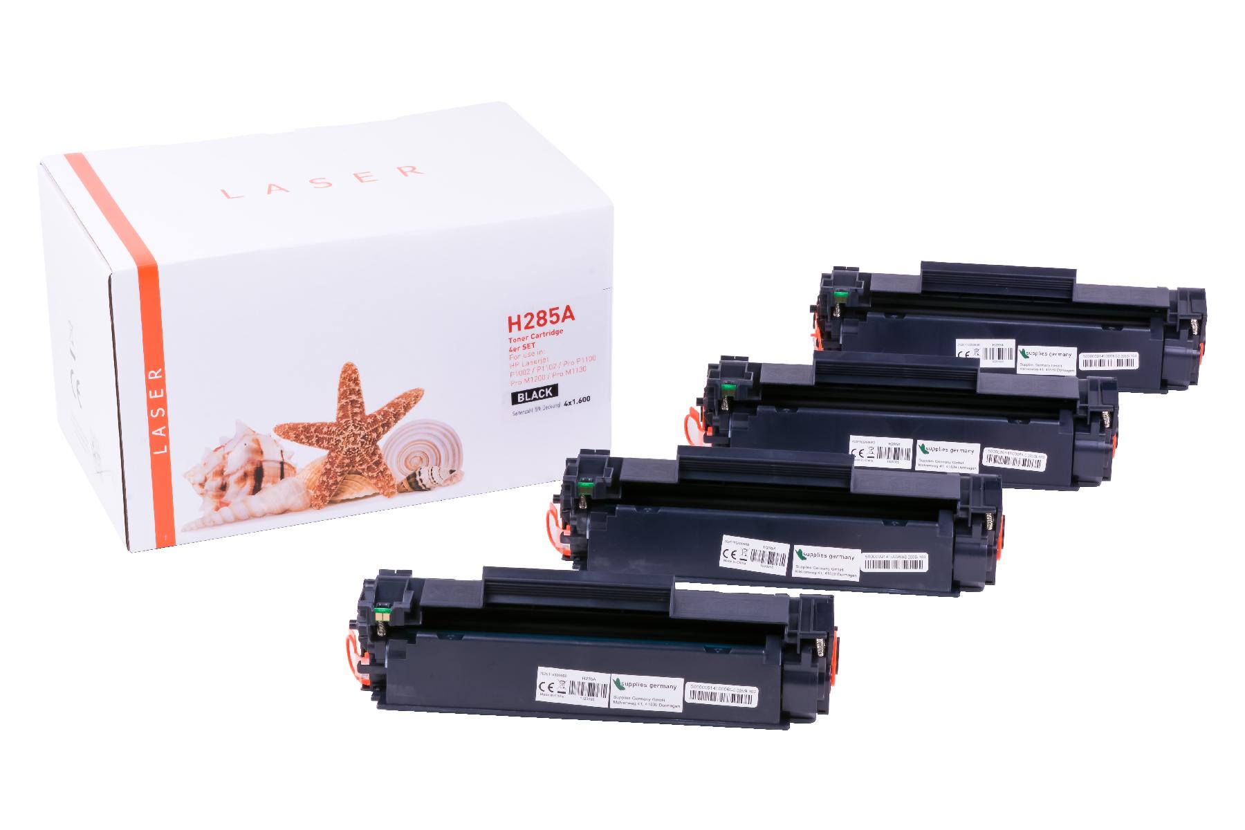 4er Set  CE285A alternativ Toner schwarz für HP / CE285 / 4x1.600 Seiten