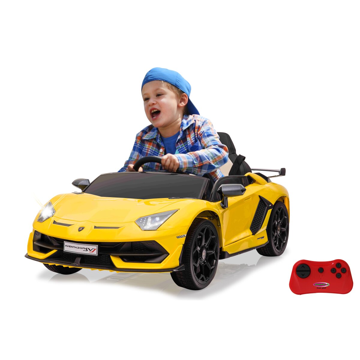 Elektro-Kinderfahrzeug Lamborghini Aventador SVJ gelb 12V 2,4GHz