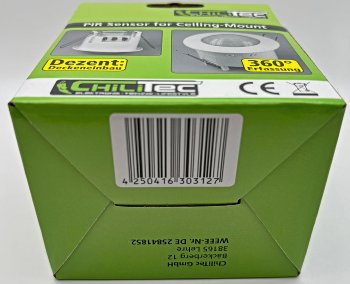 Decken-Einbau-Bewegungsmelder 360° - PIR, LED geeignet, 6m Detektion, weiß