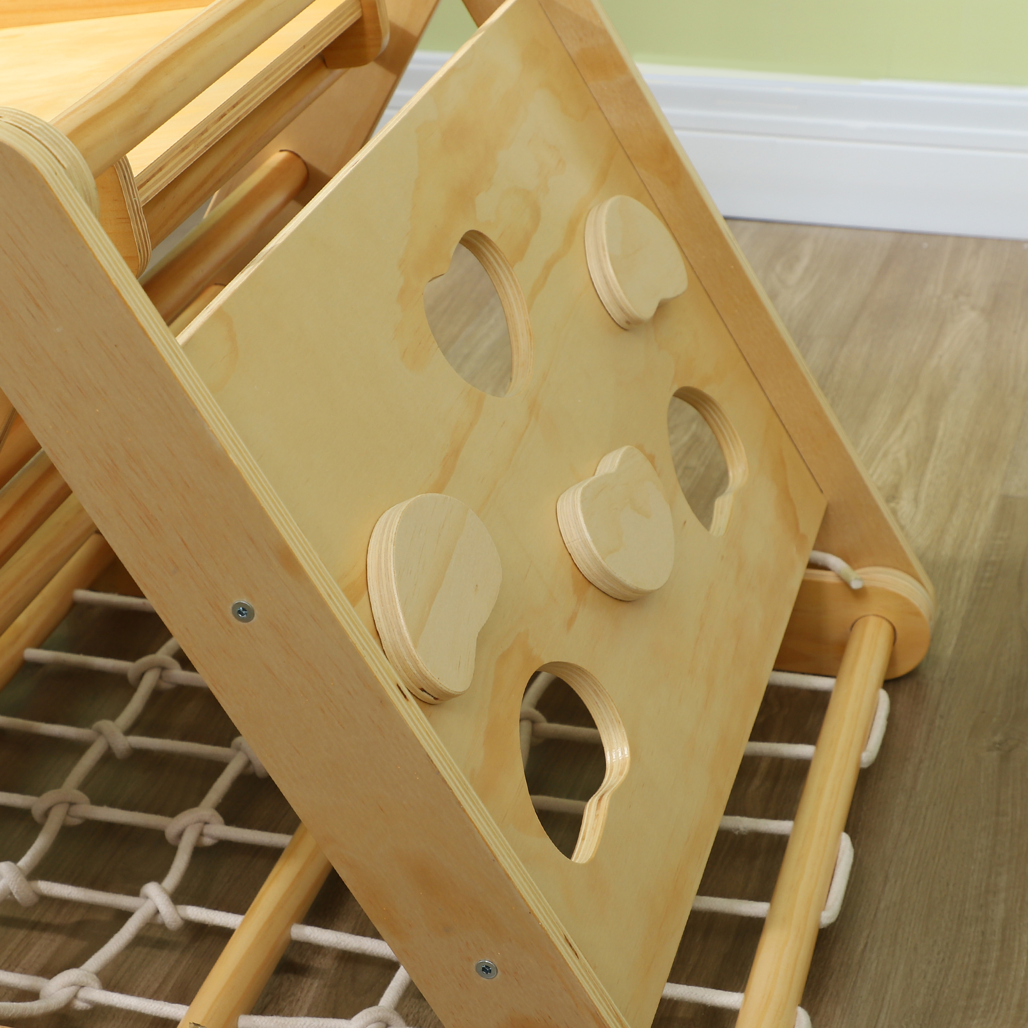 Klettergerüst Indoor, 7 in 1 Kletterdreieck mit Rutsche, Kletterbogen, Mehrfarbig