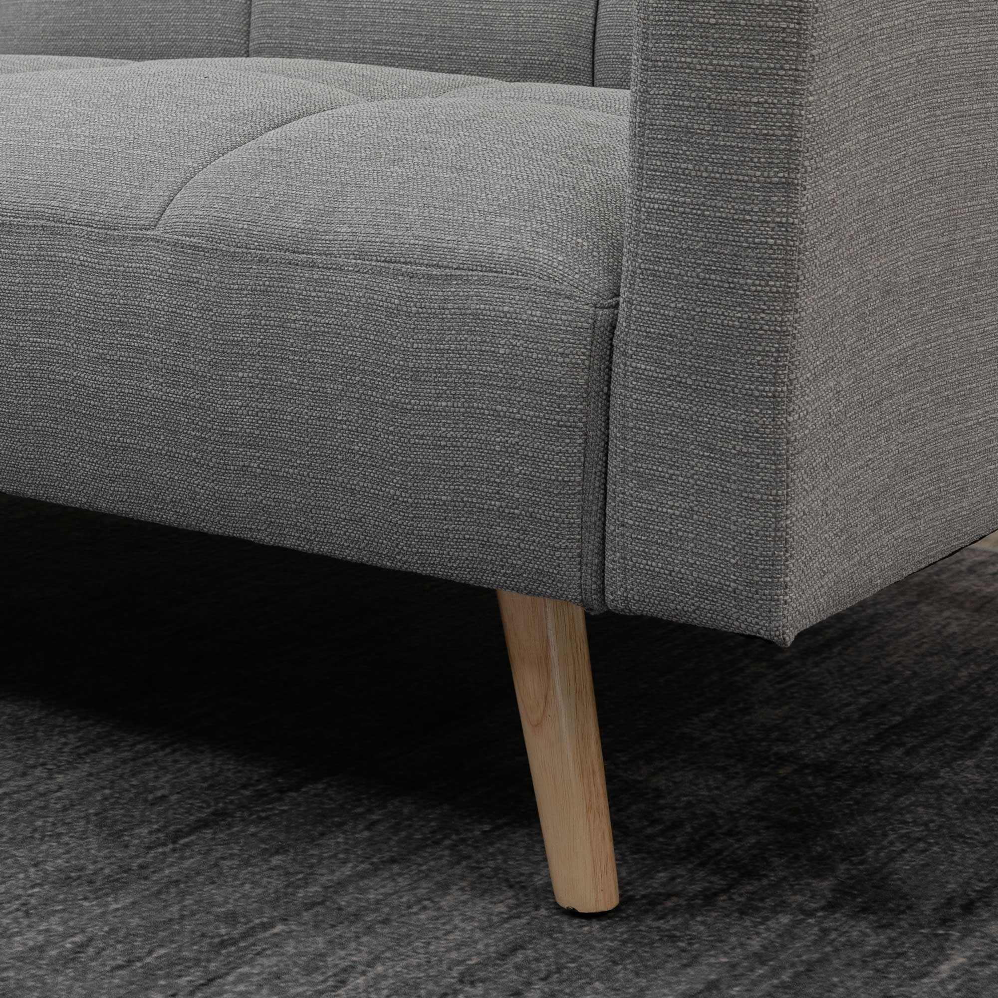 2 in 1 Schlafsofa 205 x 88 cm Sofa mit Bettfunktion, Couch mit Sitzkissen, Leinenoptik Grau