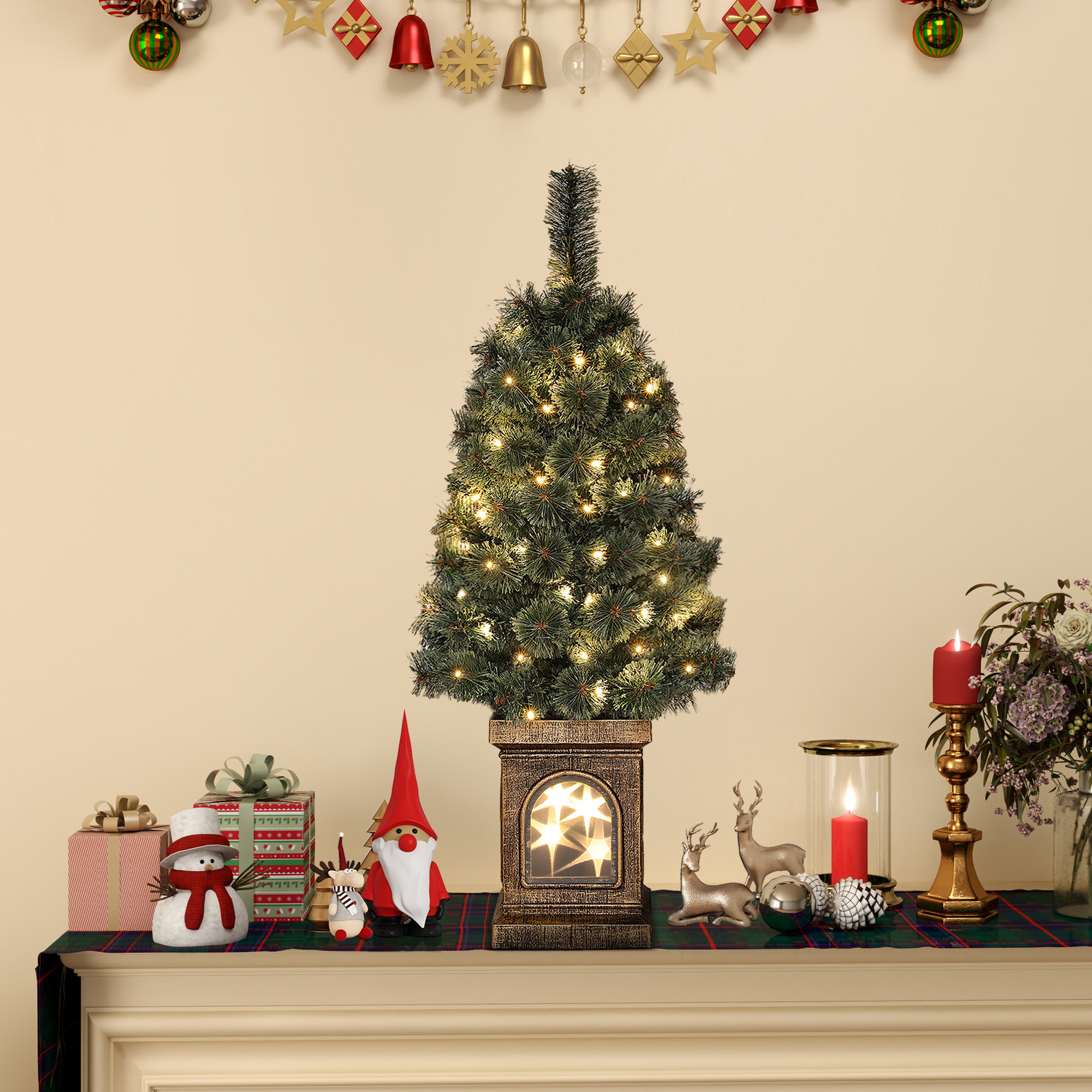Weihnachtsbaum, naturgetreue Erscheinung, integrierte LEDs, dimmbar, 8 Modi, 45 x 90 cm, Grün