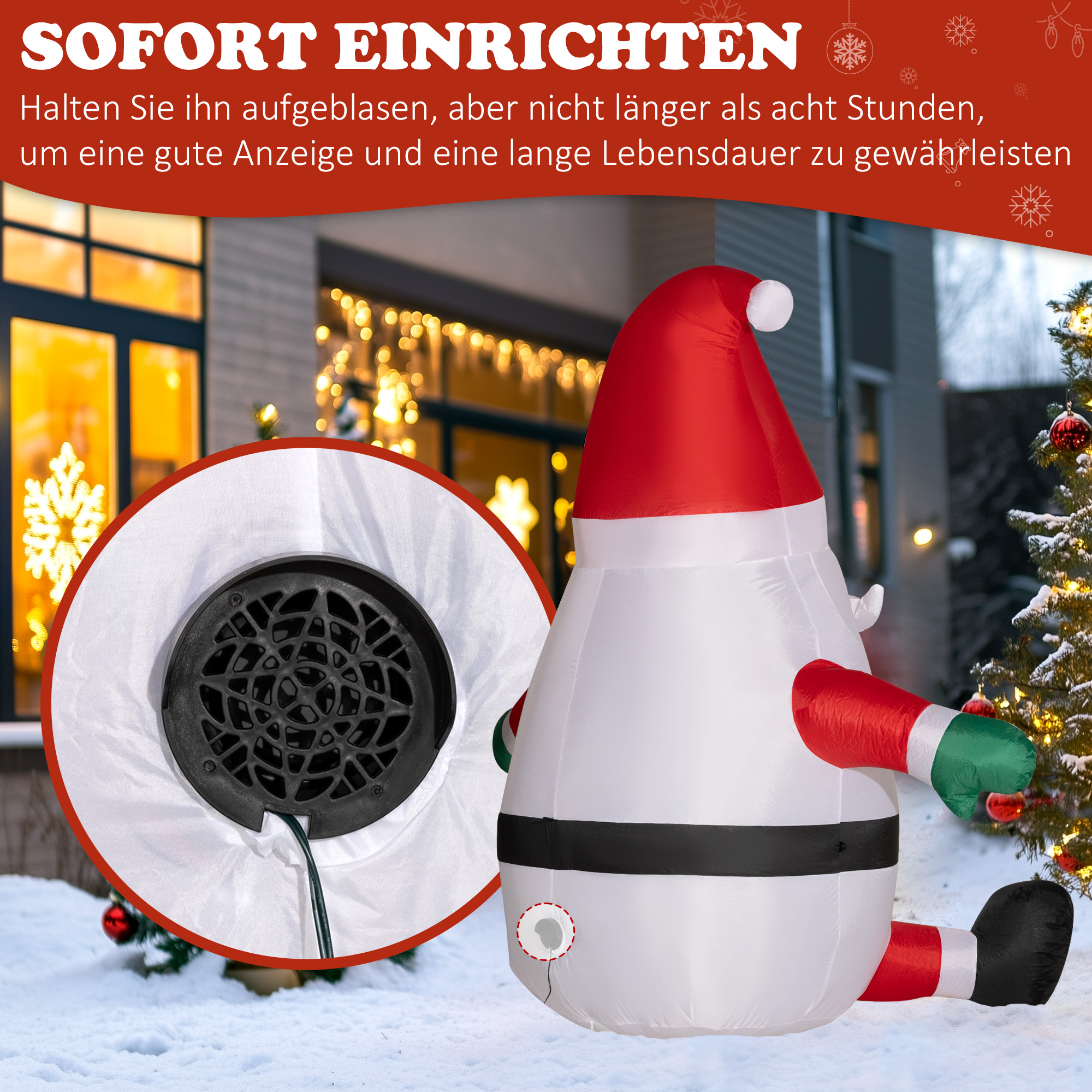 Aufblasbarer Weihnachtsmann mit rotierender Lichtkugel, Festtags-Dekoration für den Garten