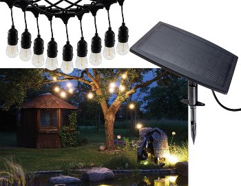 Biergarten-Lichterkette "CT-BGL 10Solar" - 2m + 4,5m, 10x Filament Led Lampe, IP44