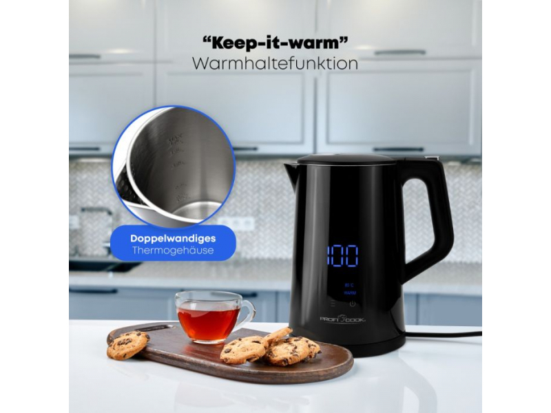 ProfiCook 1,7 Liter Wasserkocher mit LED Display PC-WKS 1243