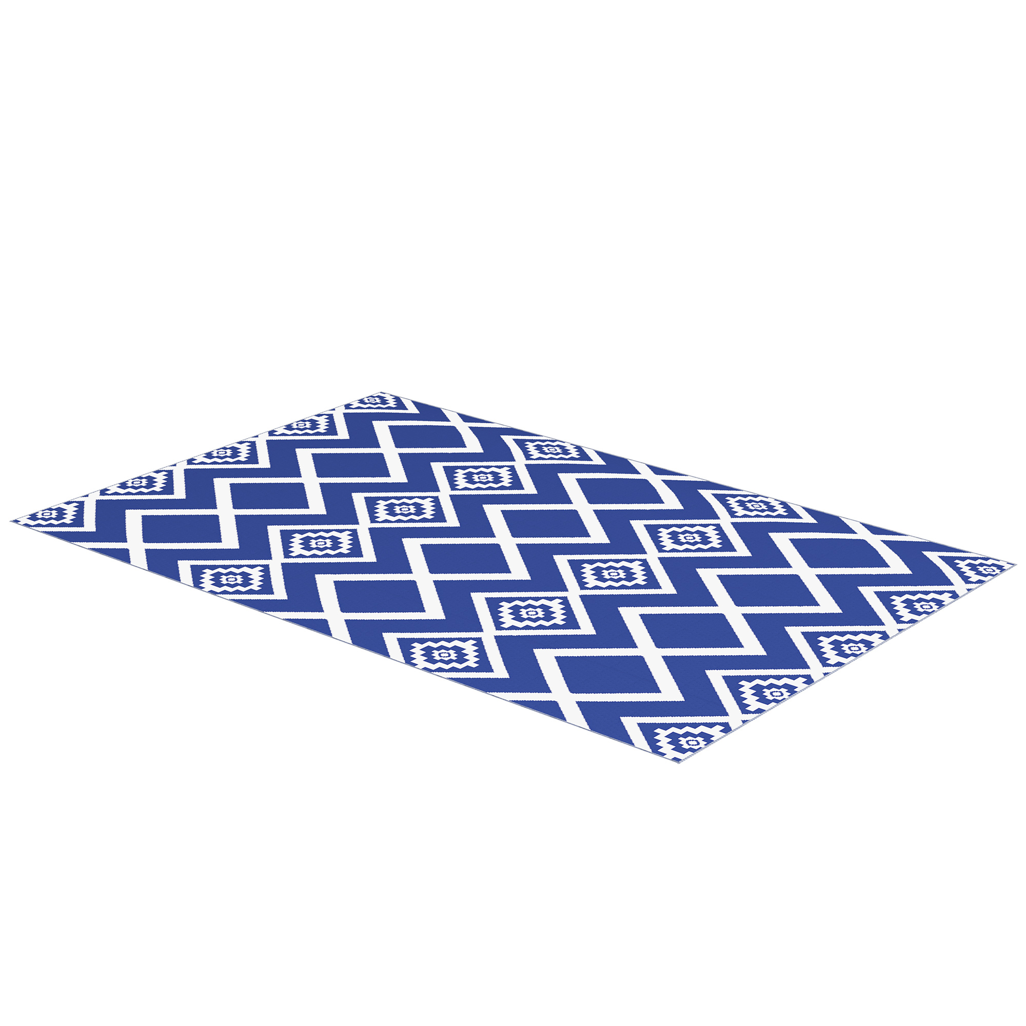 Outdoorteppich Terrassenteppich, wetterbeständig, modernes Design, 182 cm x 274 cm x 0,3 cm, Blau + Weiß Outdoorteppich Terrassenteppich, wetterbeständig, modernes Design, 182 cm x 274 cm x 0,3 cm, Blau + Weiß