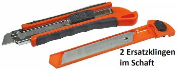 Abbrechmesser mit 18mm-Klinge - Ergo-Griff mit Metallschaft + 2 Klingen