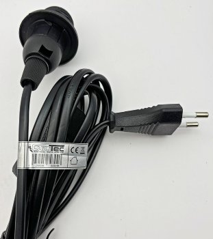 Netzkabel mit Schalter und E14 Fassung - 1,4m + 2m lang, schwarz