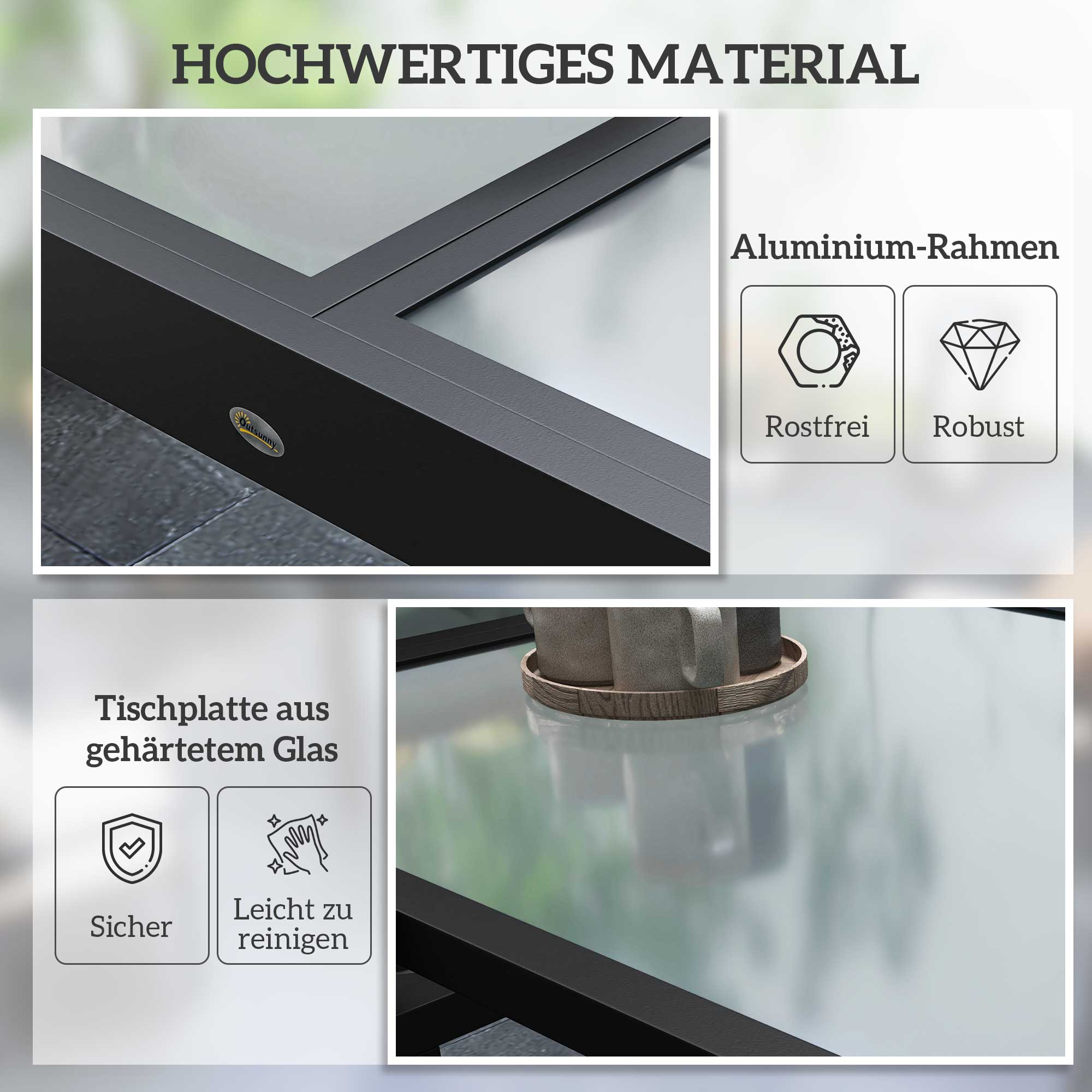 Gartentisch ausziehbar Outdoortisch Erweiterbarer Buffettisch, wetterbeständig, 160 cm × 80 cm × 75 cm, Schwarz