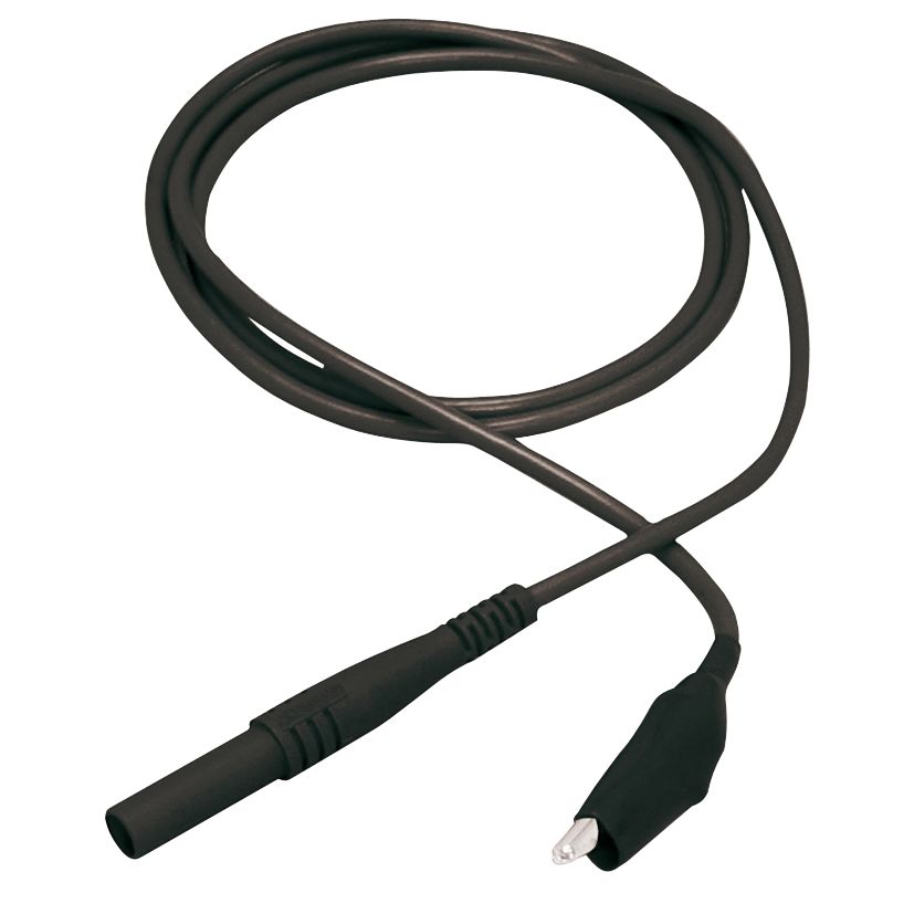 Messleitung McPower, 100cm, schwarz, Sicherheitsstecker -> Krokoklemme