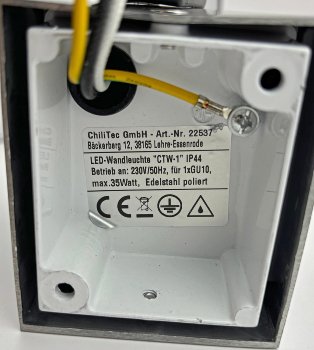 Außen-Wandleuchte "CTW-1", für 1x GU10, IP44, Edelstahl poliert