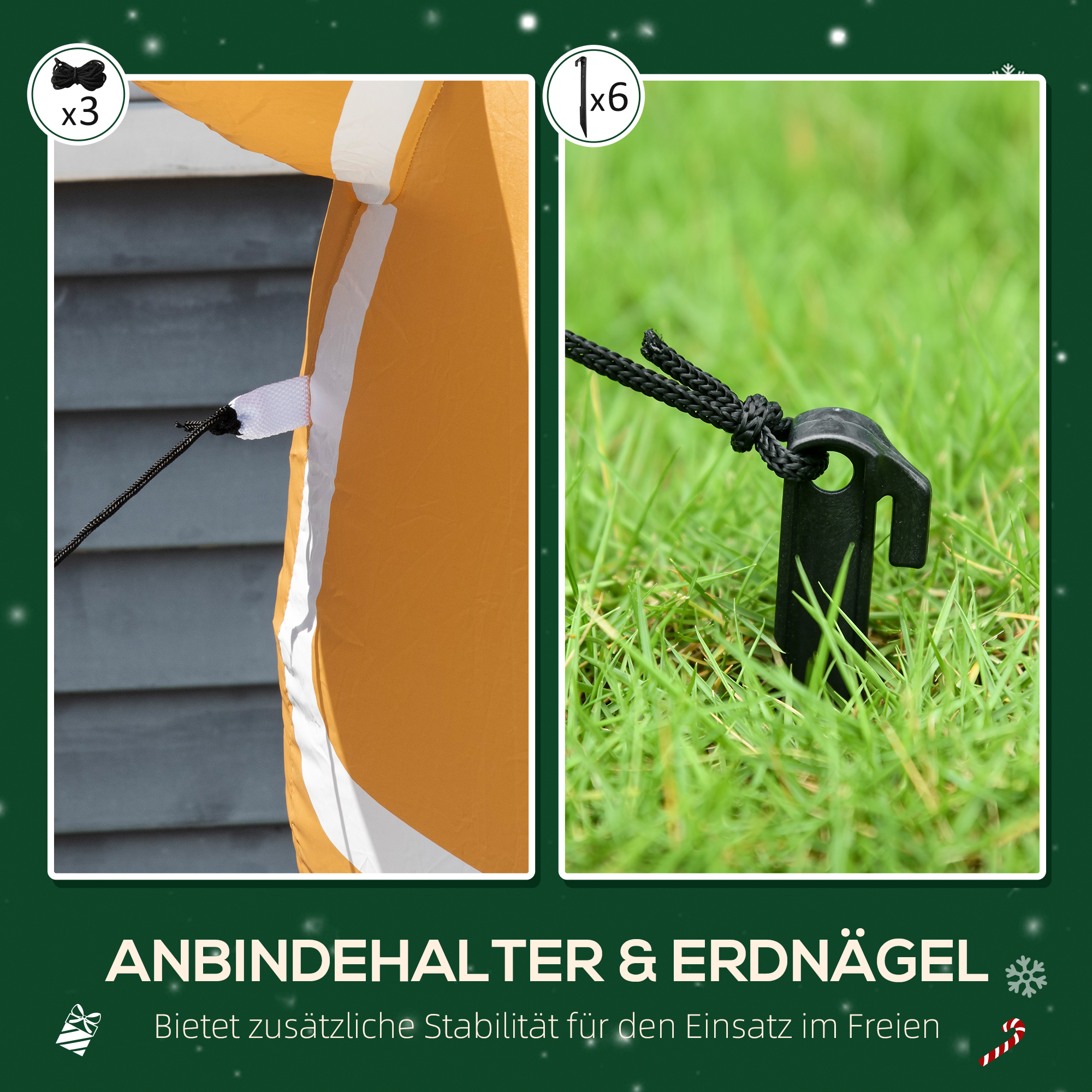 Aufblasbare Weihnachtsdeko 1,83 m Lebkuchenmann mit Schleife, 3 LEDs, internes Gebläse Gartendeko