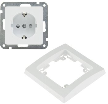 DELPHI Schutzkontakt-Steckdose, UP, weiß - 250V~/ 16A, inkl. Rahmen, Steckanschluss