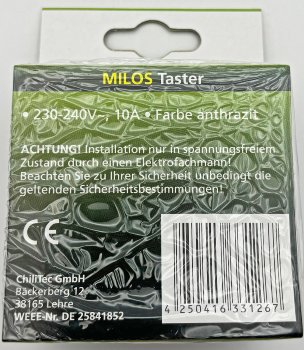 MILOS Taster, Anthrazit - 0-250V~/ 10A, inkl. Rahmen, UP