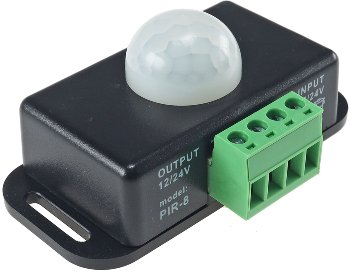 12-24V Bewegungsmelder, max. 6A - bis 8m Reichweite, 60°, 1-10min