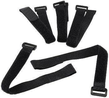 Klettband mit Öse, 5er Pack - 30x2cm, schwarz