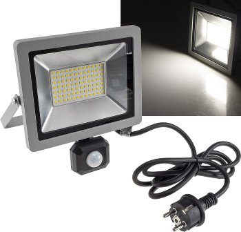 LED-Fluter SlimLine "CTF-SLT50 PIR" - 50W, IP44, 5220lm, 4000K, Bewegungsmelde